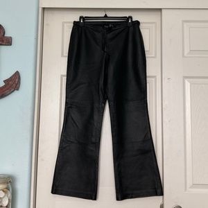 Cami Genuine Leather Flare Bootcut Leg Pants Mid-Rise